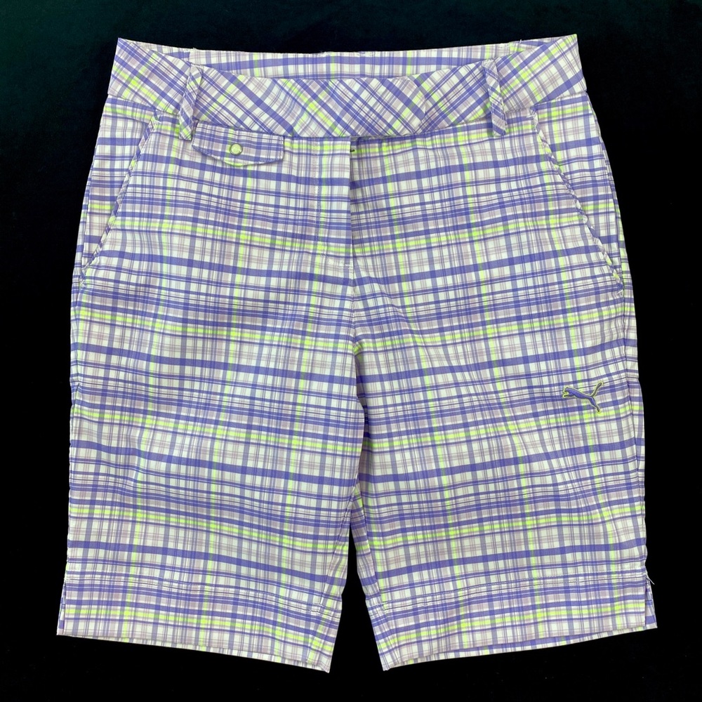 Puma Golf Plaid Tech Shorts Size 4 - Picture 2 of 9